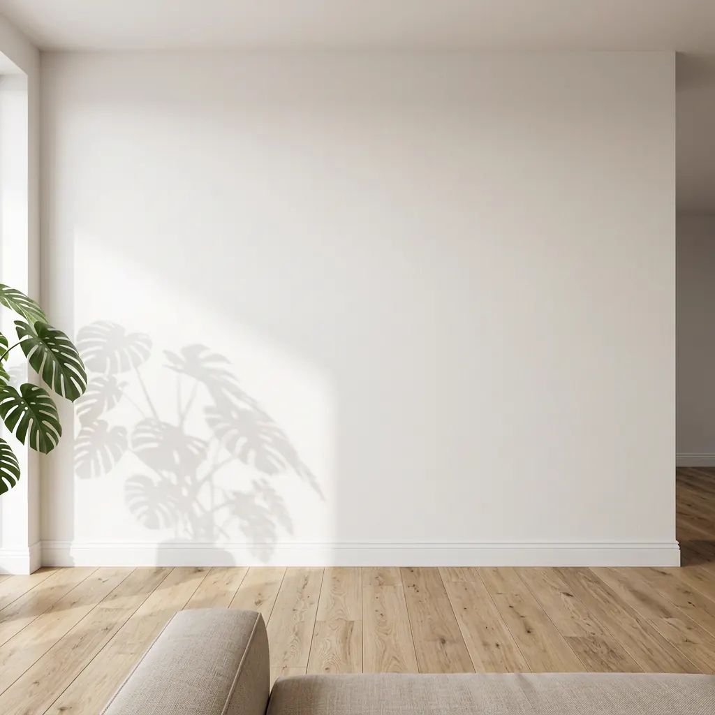 Intérieur de salon avec un grand mur vide pour accrocher le tableau